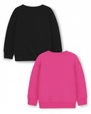 Trampoline Fleece Knit Full Sleeves Totally Awesome Printed Winter Sweatshirt Pack of 2 - Black Pink