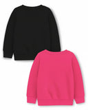Trampoline Fleece Knit Full Sleeves Princess Printed Winter Sweatshirt Pack Of 2 - Black Pink