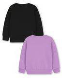 Trampoline Fleece Knit Full Sleeves Keep Smiling & Unicorn Printed Winter Sweatshirt Pack Of 2 - Black Purple