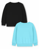 Trampoline Fleece Knit Full Sleeves Keep Smiling & Unicorn Printed Winter Sweatshirt Pack Of 2 - Black Sky Blue