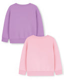 Trampoline Fleece Knit Full Sleeves Unicorn & Chase The Glow Printed Winter Sweatshirt Pack Of 2 - Purple Pink
