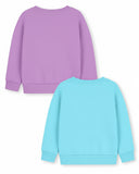 Trampoline Fleece Knit Full Sleeves Text & Unicorn Printed Winter Sweatshirt Pack of 2 - Purple Sky Blue