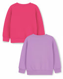 Trampoline Fleece Knit Full Sleeves Text Printed Winter Sweatshirt Pack Of 2 - Pink Purple