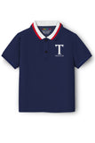 Trampoline Kids Cotton Blend Knit Half Sleeves Solid  Polo T-Shirt - Navy Blue