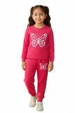 Trampoline Girls Pink Butterfly Print T-Shirt and Track Pant Set