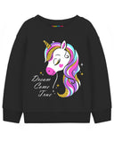 Trampoline Fleece Knit Full Sleeves Unicorn & Trampoline Printed Winter Sweatshirt Pack Of 2 - Black Pink