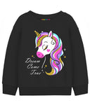 Trampoline Fleece Knit Full Sleeves Unicorn & Princess Printed Winter Sweatshirt Pack Of 2 - Black Pink