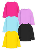 Trampoline Cotton Blend Knit Pack Of 5 Full Sleeves Share A Smile & Meow Text Printed Tees - Multi Colour