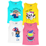 Trampoline Girls Sleeveless Regular Fit T-Shirt (Pack of 4)