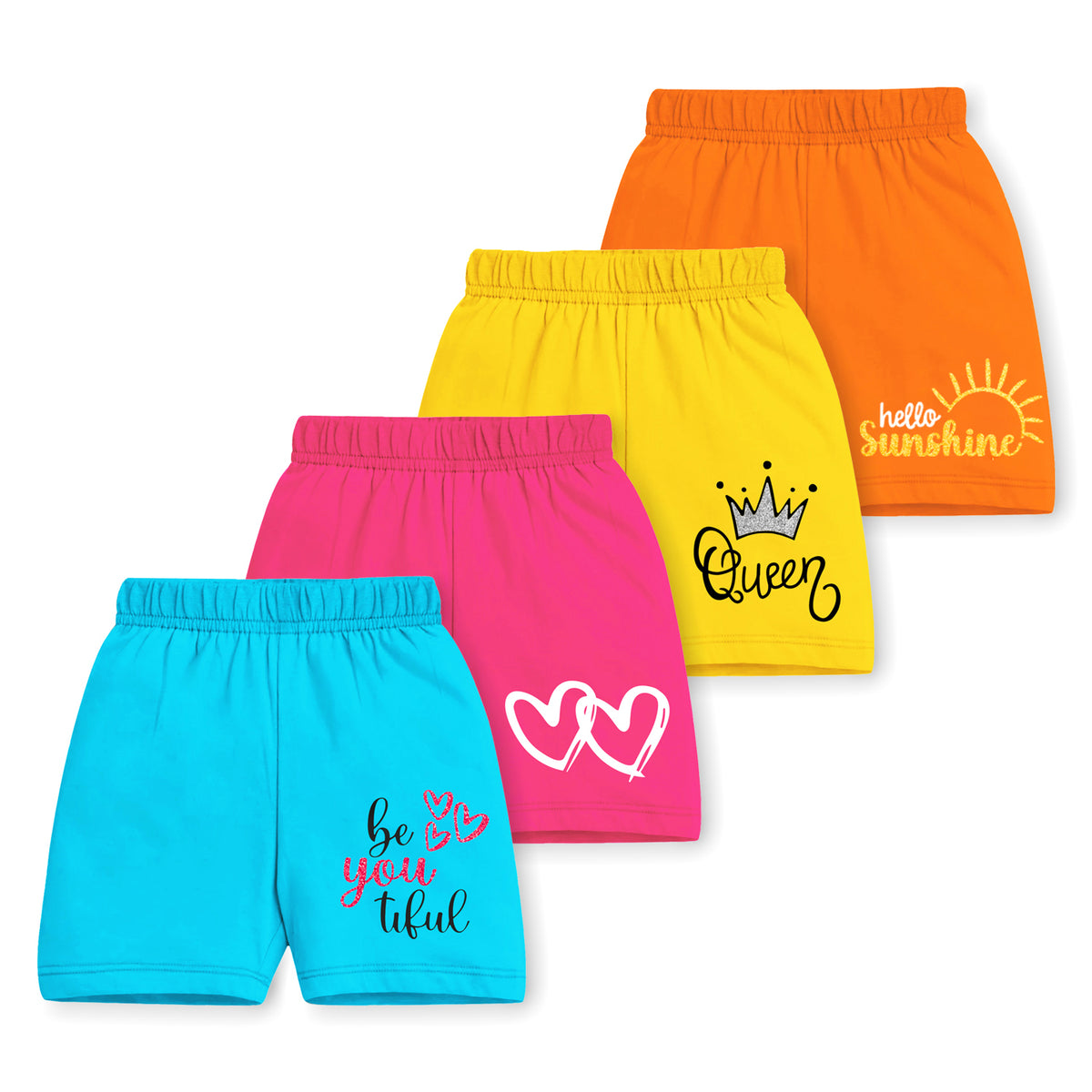 Trampoline Girls Casual Printed Shorts (Pack of 4)