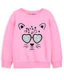Trampoline Fleece Knit Full Sleeves Totally Awesome & Cat Printed Winter Sweatshirt Pack Of 2 - Pink Light Pink
