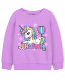 Trampoline Fleece Knit Full Sleeves Unicorn & Totally Awesome Printed Winter Sweatshirt Pack of 2 - Purple Pink