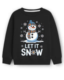 Trampoline Fleece Knit Full Sleeves Snow Man & Santa Printed Winter Sweatshirt Pack of 2 - Black Red