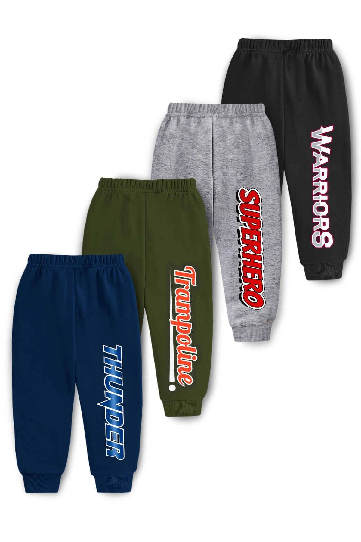 Trampoline Fleece Knit Pack Of 4 Pajamas With Text Print - Multi Colour