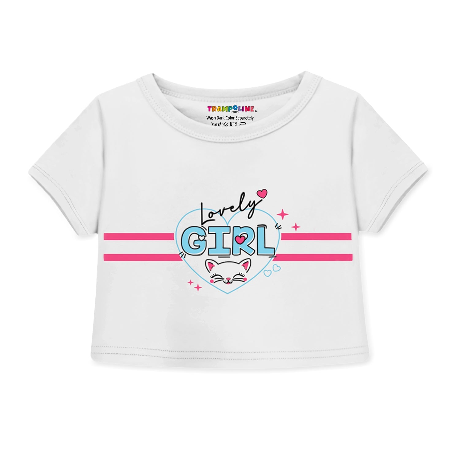 Trampoline Cotton Blend Knit Pack Of 2 Half Sleeves Strawberry & Little Girl Text Printed Crop Tops & Shorts Set - Multi Colour