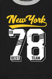 Trampoline Fleece Knit Full Sleeves New York Printed Colorblock Winter Sweatshirt - Black & Grey