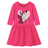 Trampoline Cotton Blend Knit Pack Of 2 Three Fourth Sleeves Butterfly & Flower Printed Dress - Pink & Green