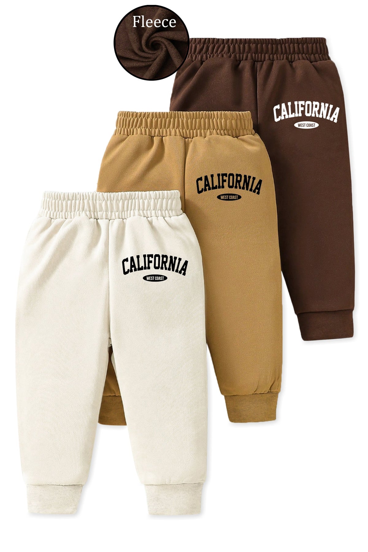 Trampoline Fleece Knit Full Length Pack Of 3 Pajamas With California Print - Multi Colour