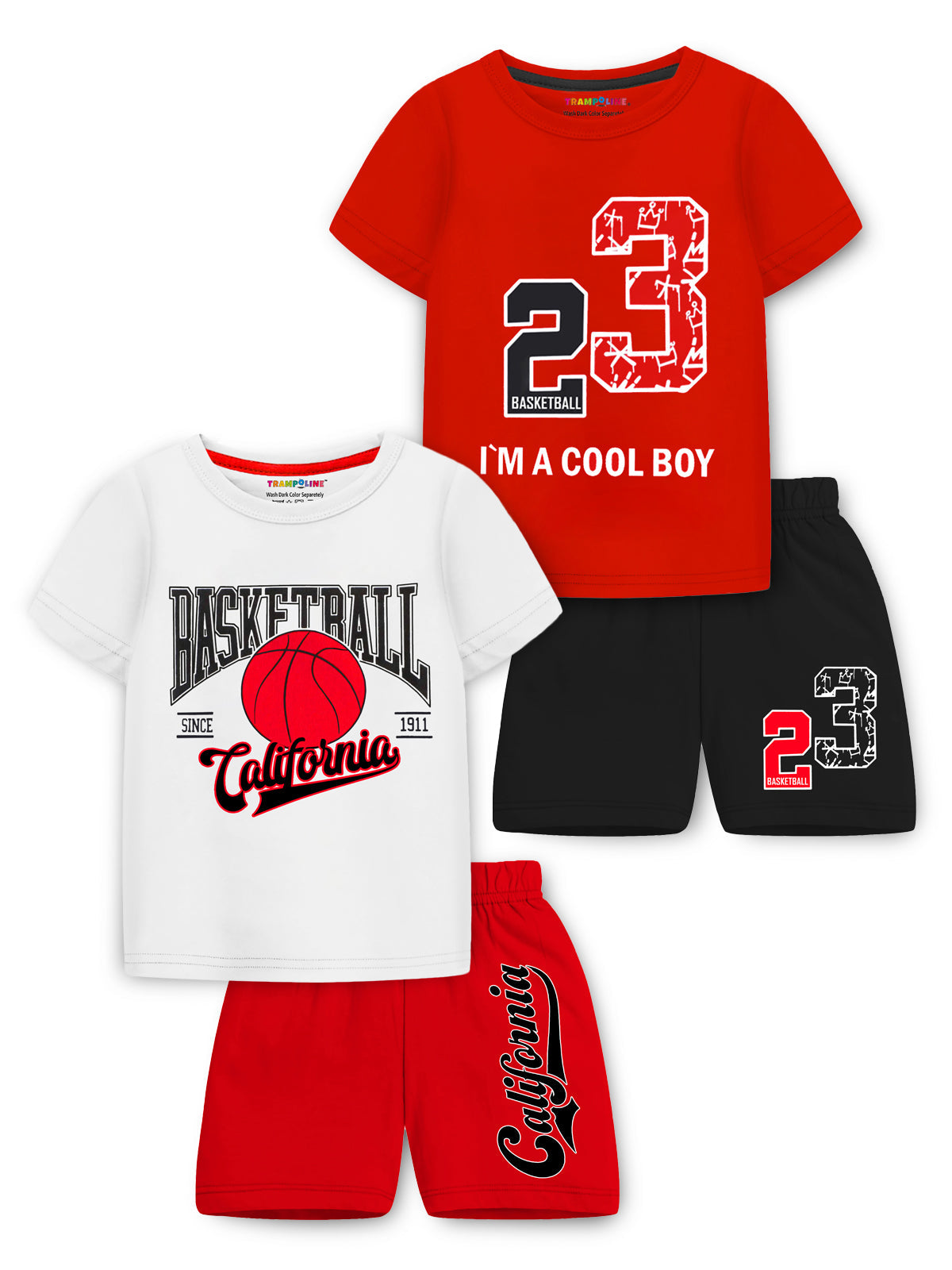 Trampoline Boys & Girls Graphic Printed T-shirt With Shorts (Pack of 2)