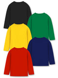 Trampoline Knit Cotton Blend Full Sleeves Typography Printed Tees Pack Of 5 - Multi Colour