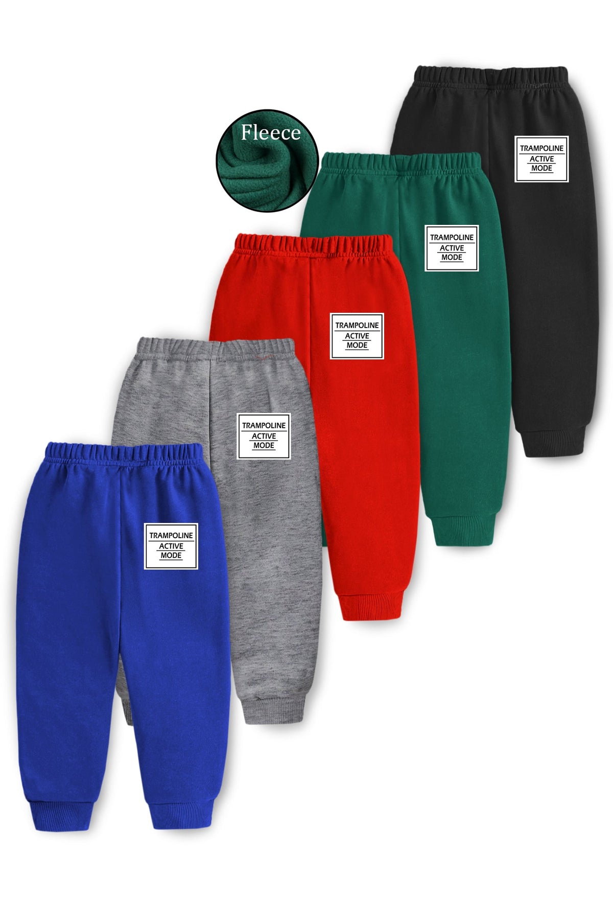 Trampoline Fleece Knit Full Length Pack Of 5 Pajamas With Trampoline Print - Multi Colour