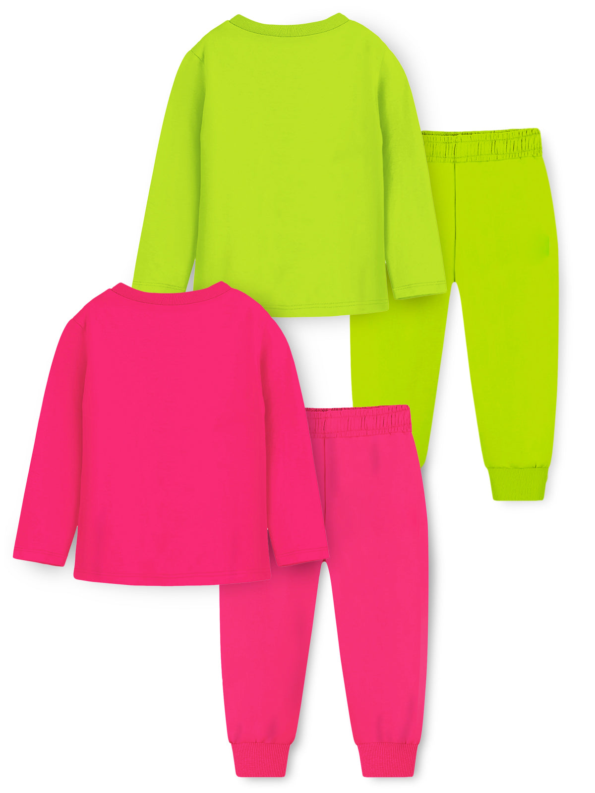 Trampoline Cotton Blend Knit Pack of 2 Full Sleeves Daddy Little Princess & Rainbow Printed T-shirt and Pyjama Set - Green & Pink