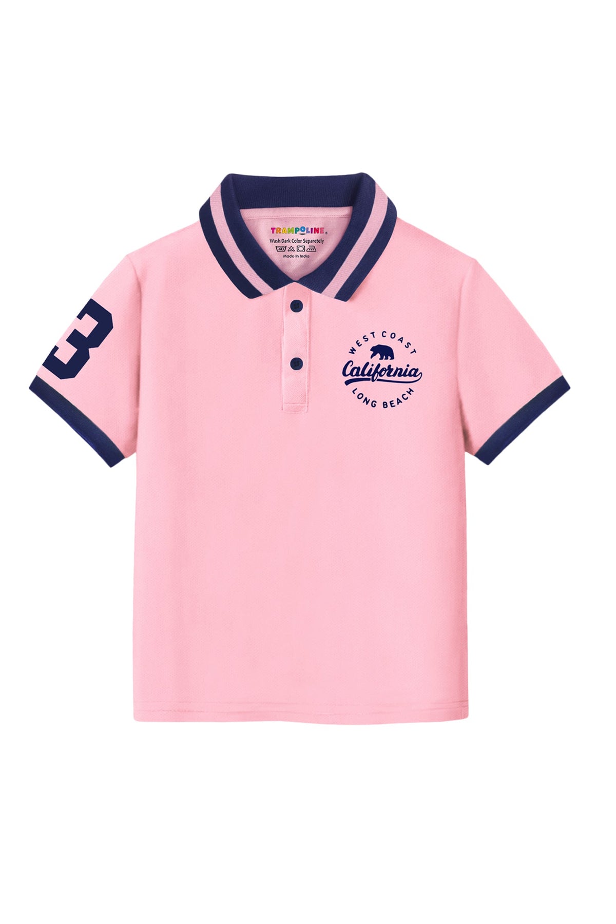 Trampoline Kids Cotton Blend Knit Half Sleeves Solid  Polo T-Shirt - Pink