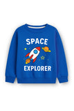 Trampoline Fleece Knit Pack Of 3 Full Sleeves Space Theme & Dinosaur Printed Winter Sweatshirt - Multi Colour