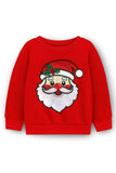 Trampoline Fleece Full Sleeves Santa Face Patch Embroidered Sweatshirt - Red