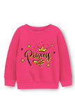 Trampoline Fleece Knit Full Sleeves Princess Printed Winter Sweatshirt -Pink