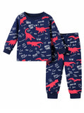Trampoline Knit Terry Loop Dinosaur Printed Tee & Track Pant Set - Multicolor