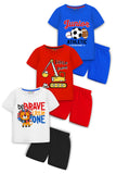 Trampoline Cotton Blend Pack Of 3 Half Sleeves Little Digger & Lion Printed T-Shirt & Shorts Set - Multi Colour