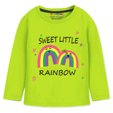 Trampoline Cotton Blend Knit Pack of 2 Full Sleeves Daddy Little Princess & Rainbow Printed T-shirt and Pyjama Set - Green & Pink