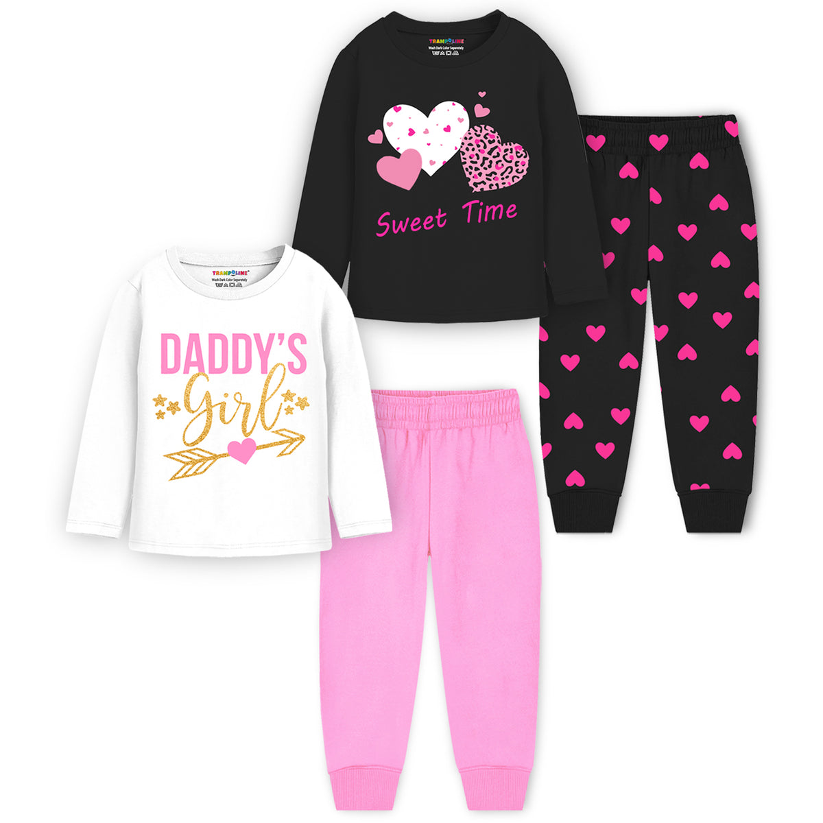trampoline baby boys girls casual Clothing Set pack of 2 white Black
