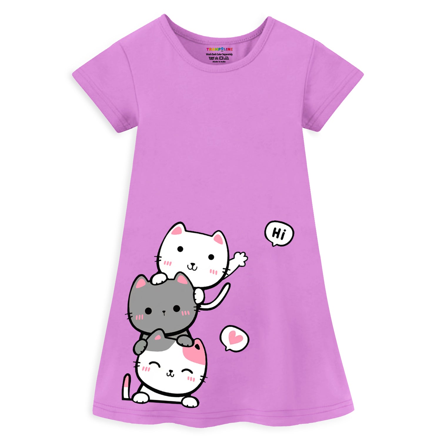 Trampoline Girls Midi Dress Combo | Half Sleeve Cotton Dresses with Fun Prints | Soft & Stylish Everyday Outfits for Kids | Pack of 2