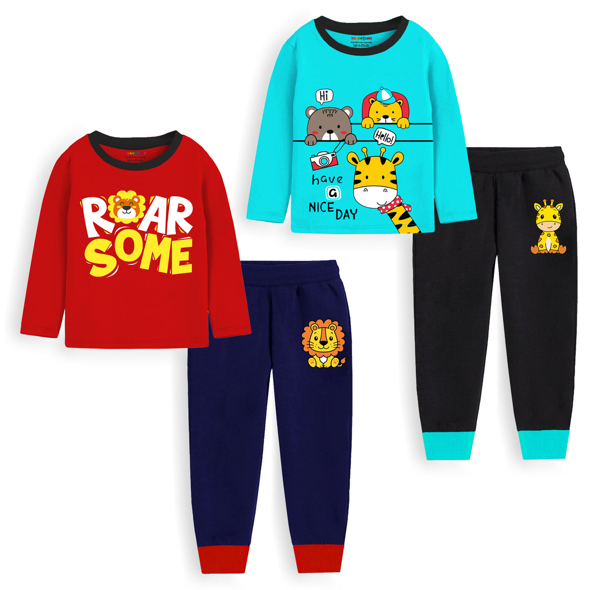 Trampoline Baby Boys & Girls Casual Clothing Set Pack of 2 Red,Black