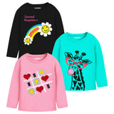 Trampoline Girls Full Sleeves Regular Fit T-Shirt (Pack of 3)