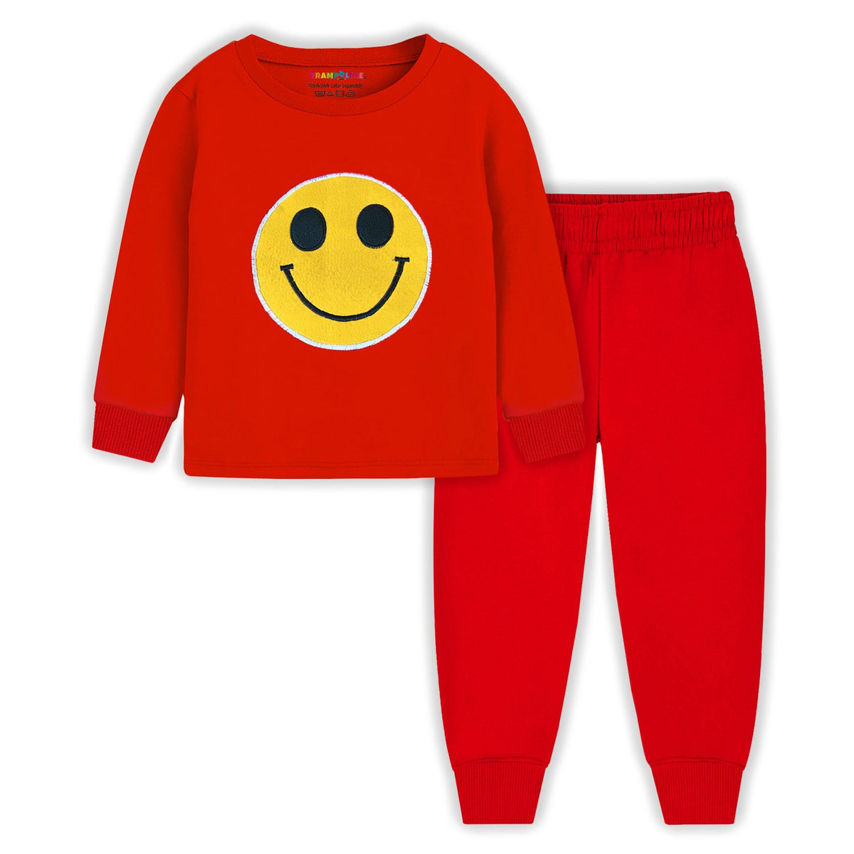 Trampoline Kids Cotton Terry Loop Patch-Work Printed T-shirt and Pyjama Set