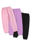 Trampoline Cotton Blend Pack Of 3 Heart & Unicorn Printed Track Pant With Pocket - Purple Black & Pink
