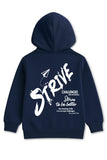 Trampoline Fleece Full Sleeves Strive Text Back Printed Winter Hooded Sweatshirt - Blue