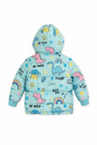 Trampoline Woven Full Sleeves All Over Animal & Unicorn Printed Puffer Winter Jacket With 2 Front Pockets - Multi Colour