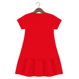 Trampoline Girls Half Sleeve Midi Dress | Cotton Casual Wear with Cute Prints | Breathable Summer Dress for Kids | Easy Everyday Outfit | Pack of 1