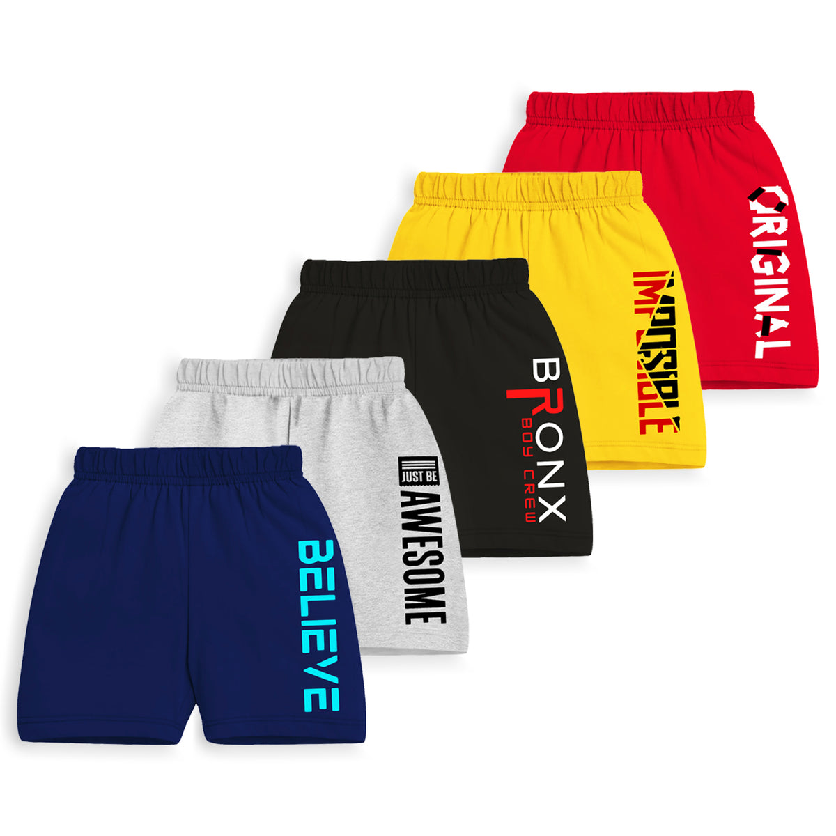 Trampoline Boys & Girls Casual Printed Shorts (Pack of 5)