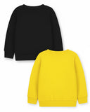 Trampoline Fleece Knit Full Sleeves Unicorn & Cute & Kind Printed Winter Sweatshirt Pack Of 2 - Black Yellow