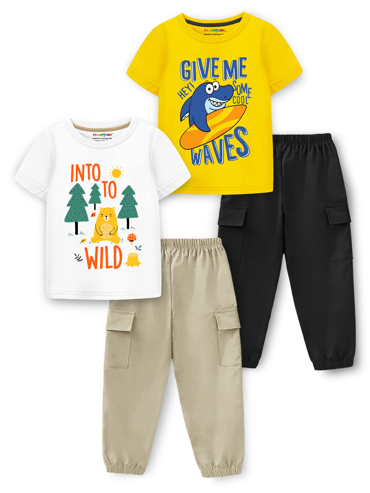 Trampoline Boys Printed T-shirt & Track Pant Set Pack of 2