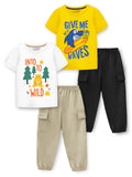 Trampoline Boys Printed T-shirt & Track Pant Set Pack of 2