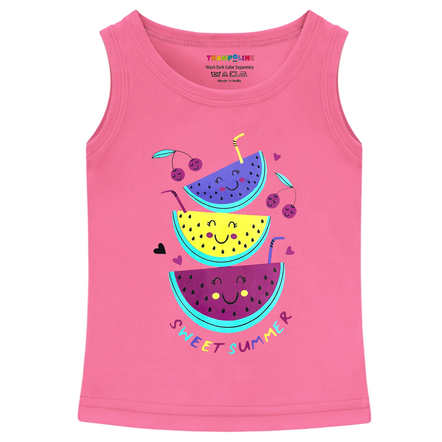 Trampoline Girls Sleeveless Regular Fit T-Shirt (Pack of 4)