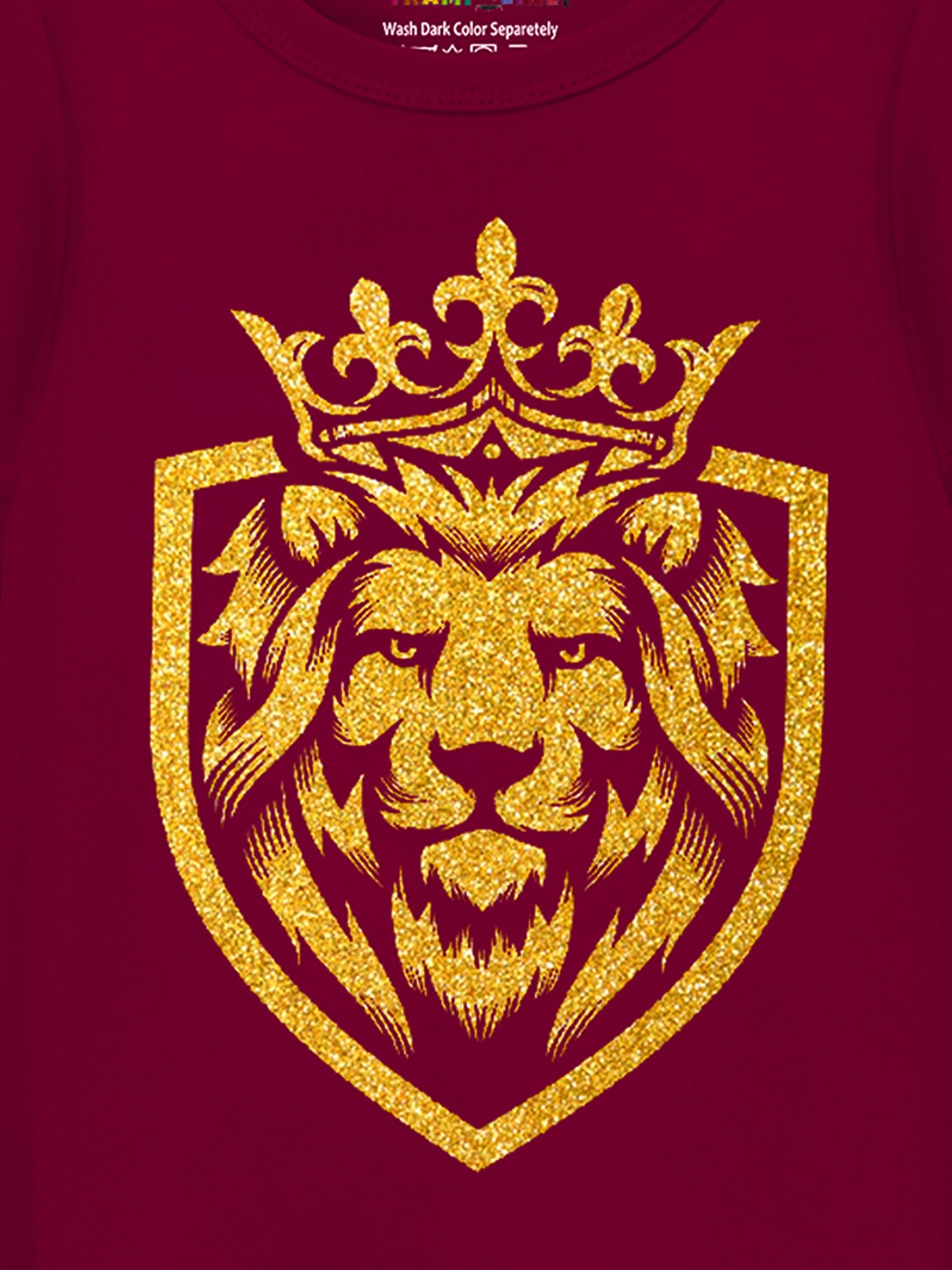 Trampoline Cotton Blend Knit Full Sleeves Lion Printed Tee With Coordinating Joggers Set - Maroon