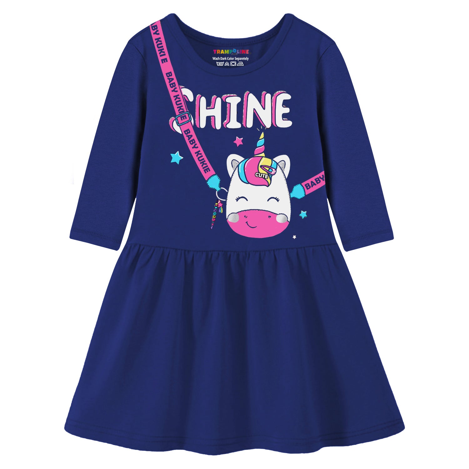 Trampoline Girls Midi Dress Combo | 3/4 Sleeve Cotton Blend Dresses for Kids with Bright Prints | Everyday Comfort Meets Playful Style | Pack of 2