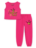 Trampoline Girls Printed Sleeveless Crop Top and Track pant Set Pack of 1